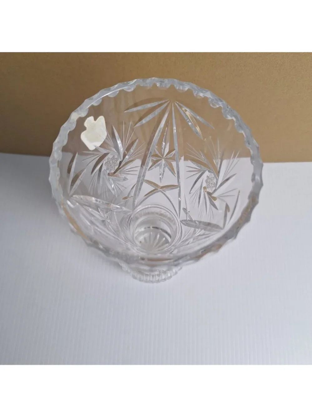 VINTAGE BELFOR HAND-CUT LEAD CRYSTAL VASE PINWHEEL AND STARBURST CZECHOSLOVAKIA